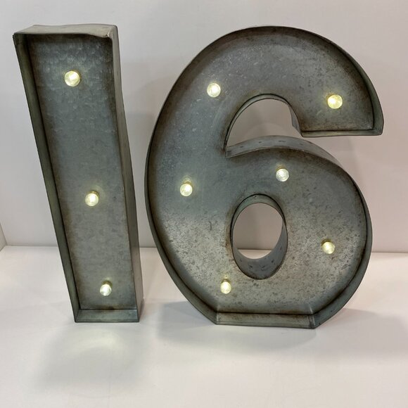 Marquee Numbers with lights ( # 16) (15" height) Galvanized Metal - Picture 10 of 10